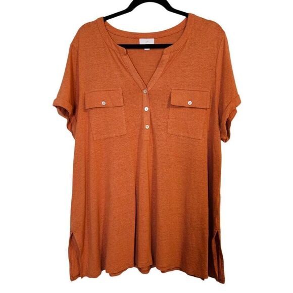 J.Jill top, burnt orange short sleeve.  Size XL.  #865 - Picture 1 of 4